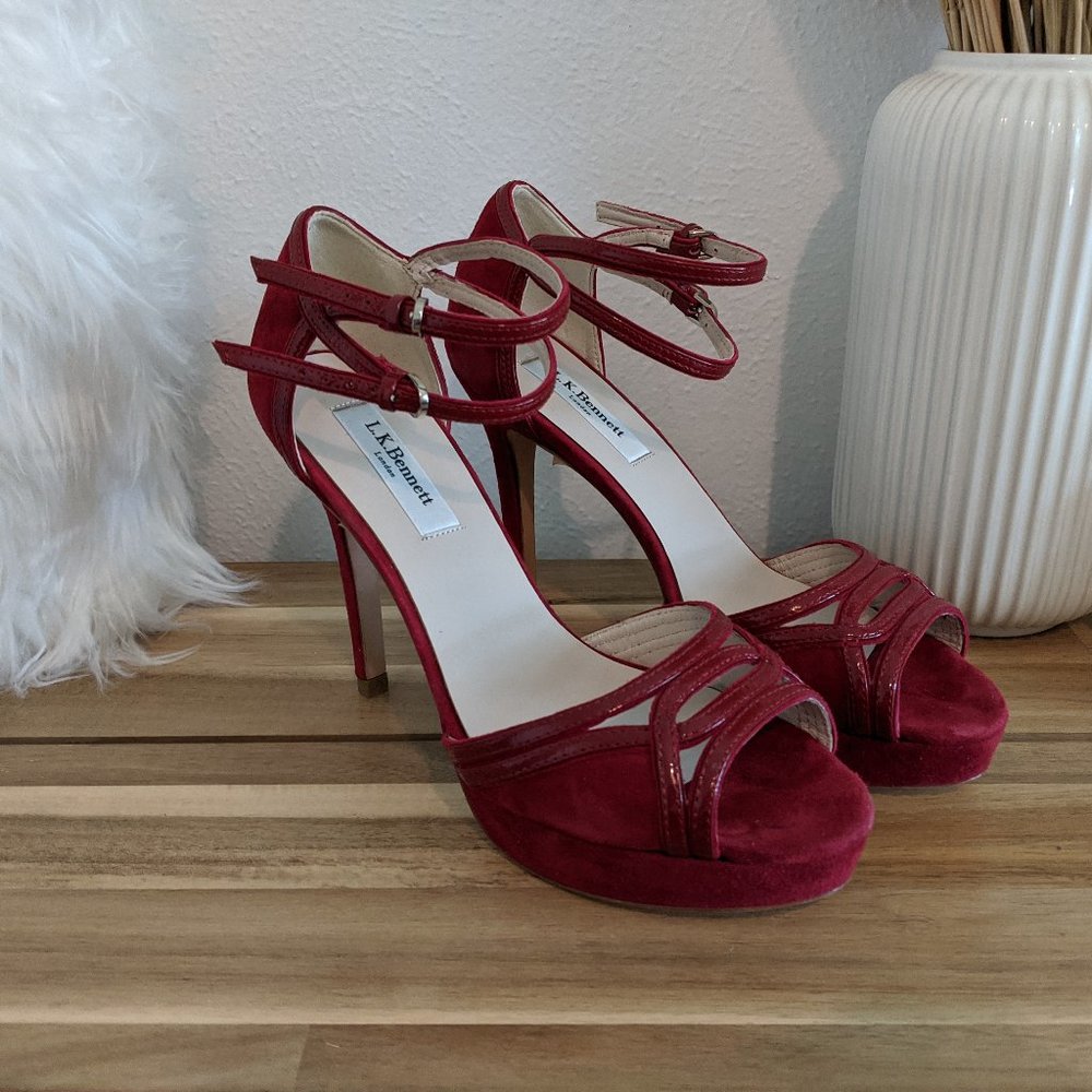!NWT! LK Bennett Red Velvet High Heels Size 38